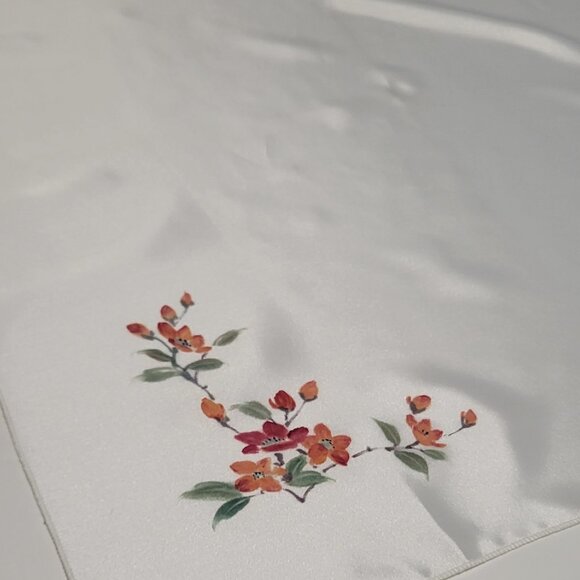 White Floral Silk Square Scarf - Picture 3 of 5